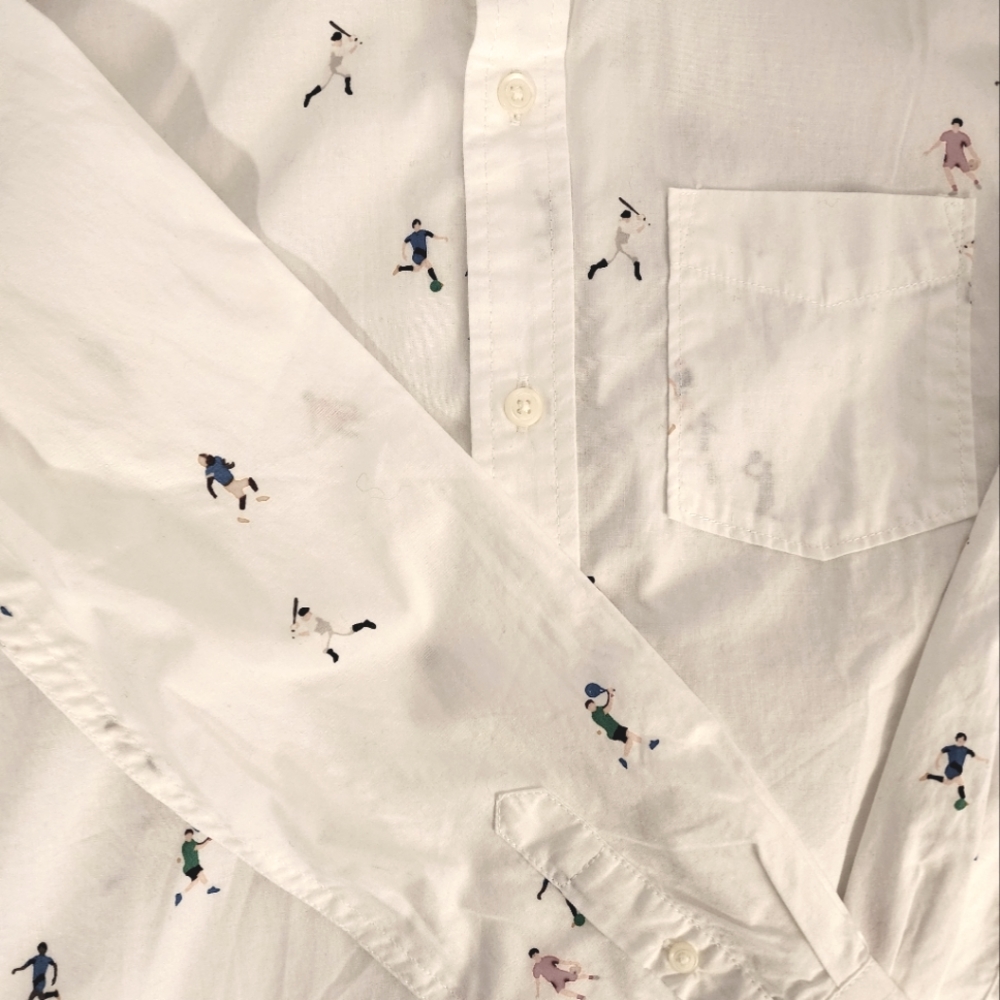 Gap Button-Down Shirt w/ sports pattern--soccer,baseball,football,tennis, bball